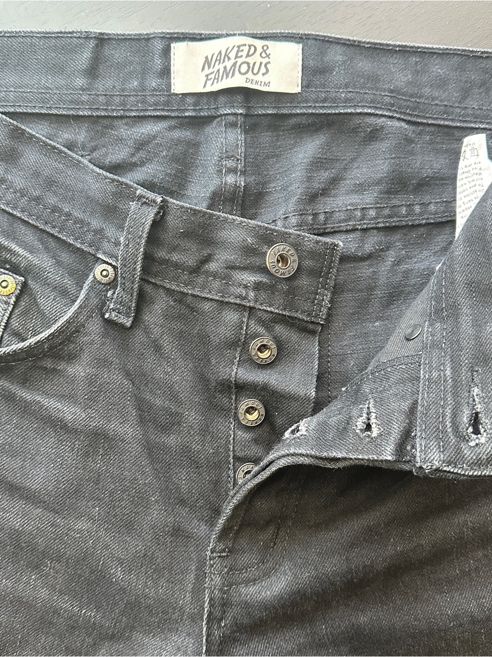Naked & Famous Solid Black Selvedge Denim Jeans Weird Guy - Picture 4 of 8